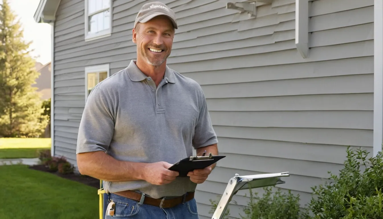 Friendly homeowner reviewing new vinyl siding with a local installer outside a home in Atlanta